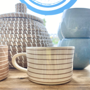 Coastal Stripe Mug Coffee/Wht