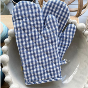 Gingham Oven Mitt Pair Blueberry