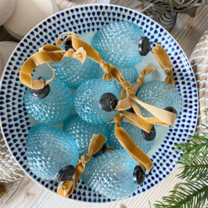 Elkstone Baubles Tarn Blue Set of 3