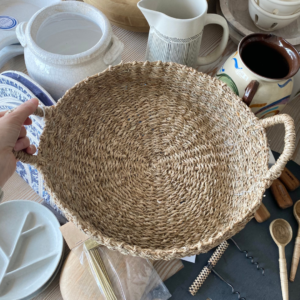Round Seagrass Tray with Plaited Handles Small