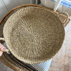 Round Seagrass Tray with Plaited Handles Large