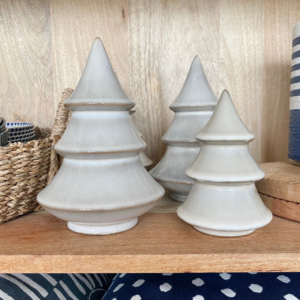 Glossy Taupe Christmas Fir Tree Set of Two