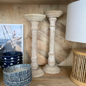 Washed Mango Candlesticks Set of 2