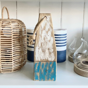 Wooden Buoy Blue/White