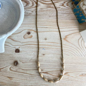 Paper Bead Necklace Bronze + Stone