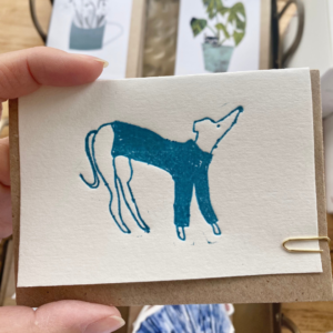 Meg Fatharly Dog in Jumper Hand Embossed Card